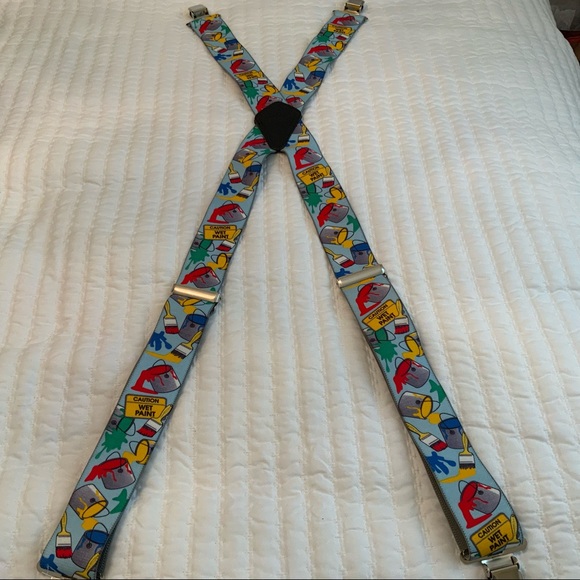Men’s Suspenders Caution Wet Paint Pattern Made In USA - Picture 5 of 8